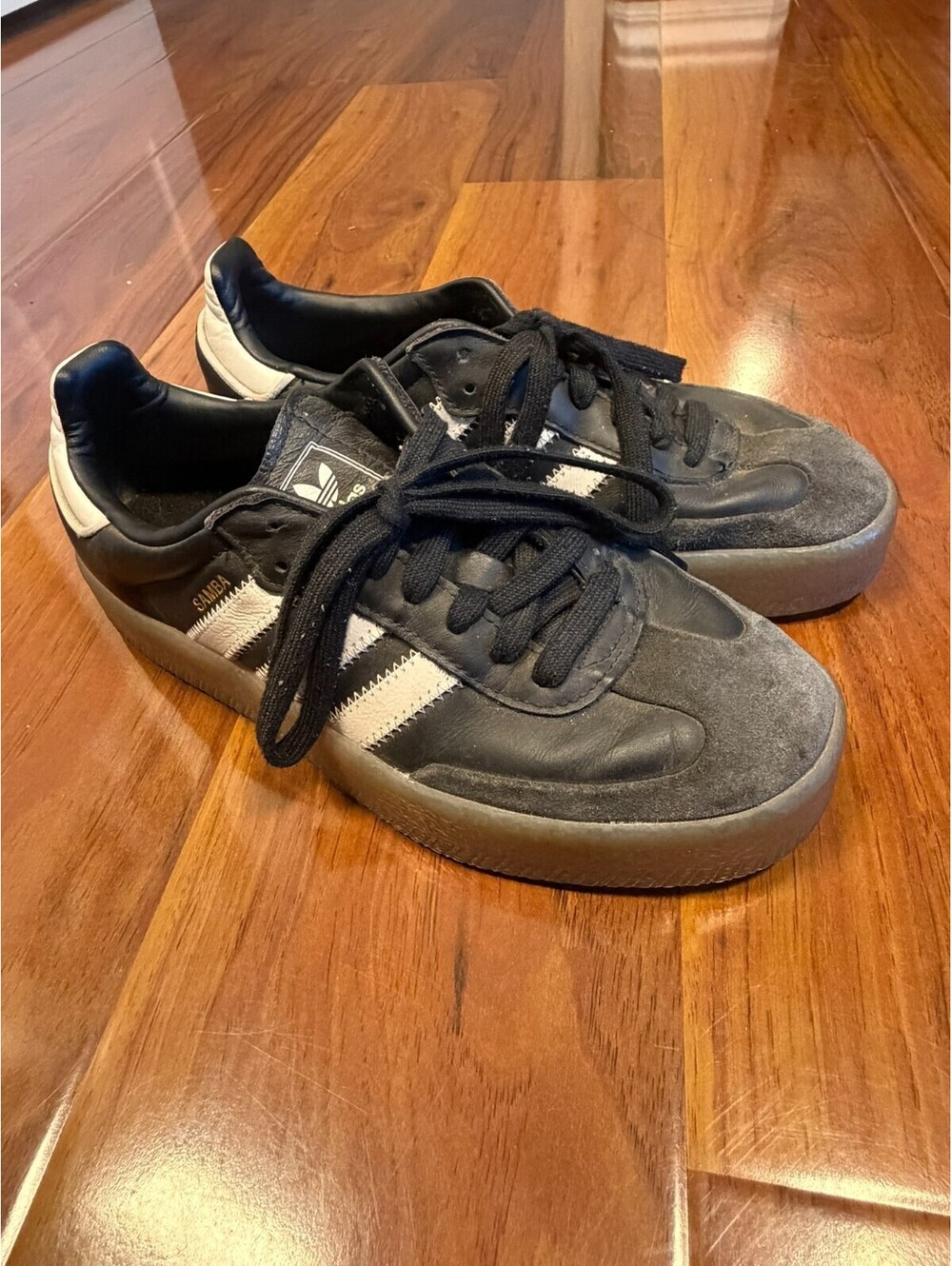 Adidas Samba OG Women's Size 7 Black White Leather Low Top Sneakers Shoes